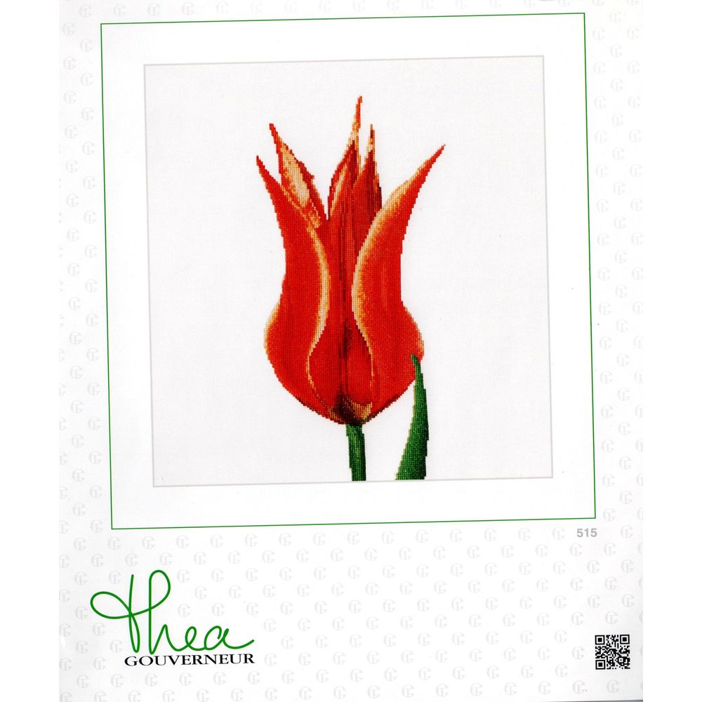 Thea Gouverneur 515  kit point de croix  Tulipe rouge et jaune