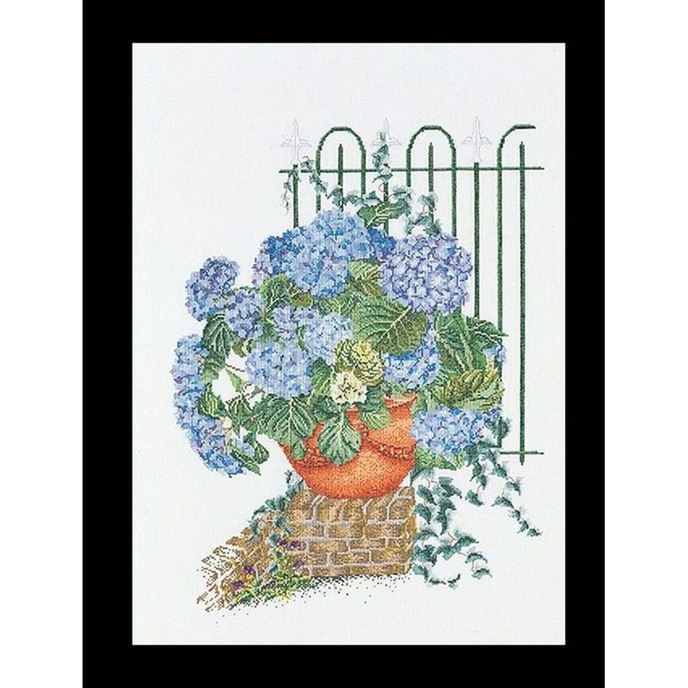 Thea Gouverneur 2035  kit point croix compté  Hortensia bleu  2