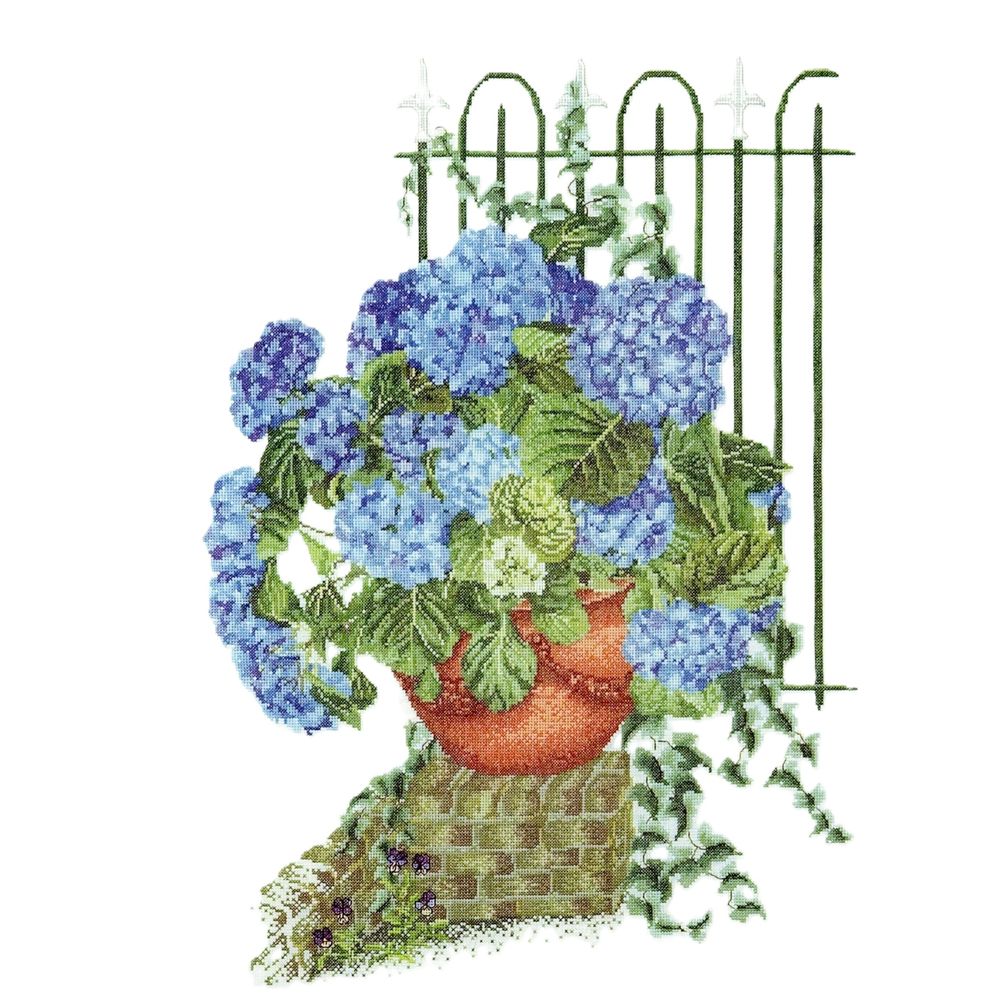 Thea Gouverneur 2035  kit point croix compté  Hortensia bleu