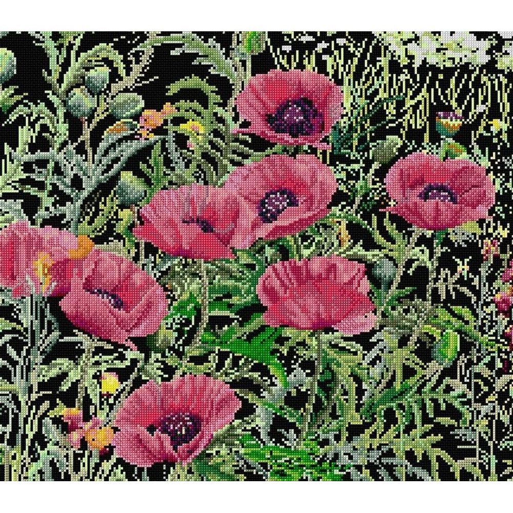 Thea Gouverneur 2061-05  kit point croix  coquelicots rose  1