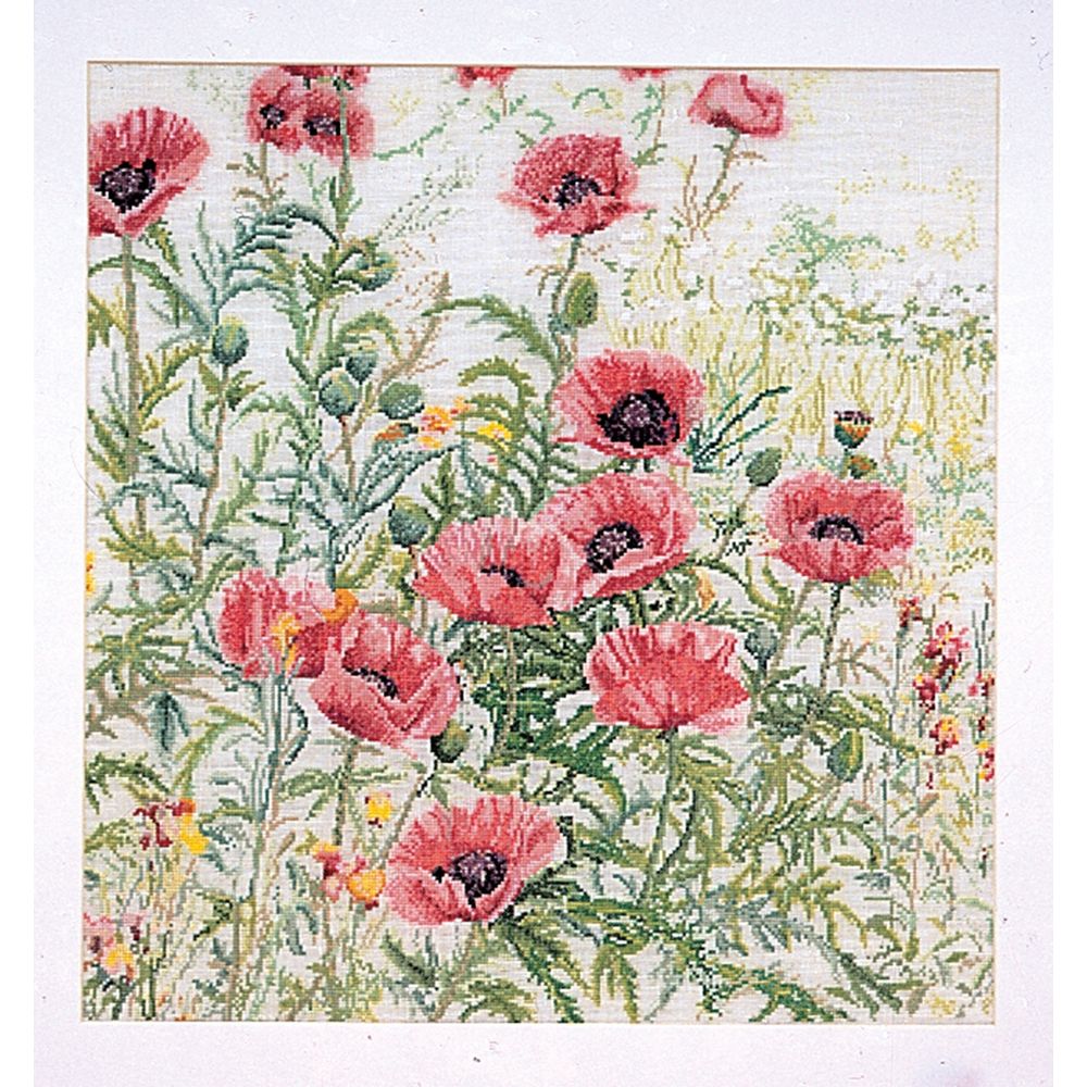 Thea Gouverneur 2061  kit point croix  coquelicots rose