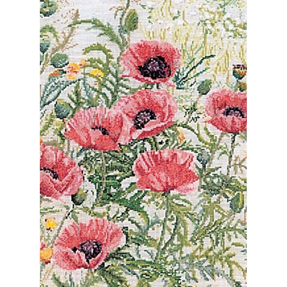 Thea Gouverneur 2061  kit point croix  coquelicots rose  2