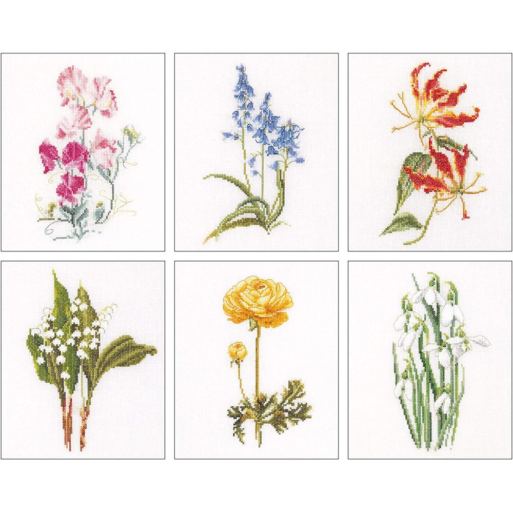 Thea Gouverneur 3086  kit point de croix  Six études florales