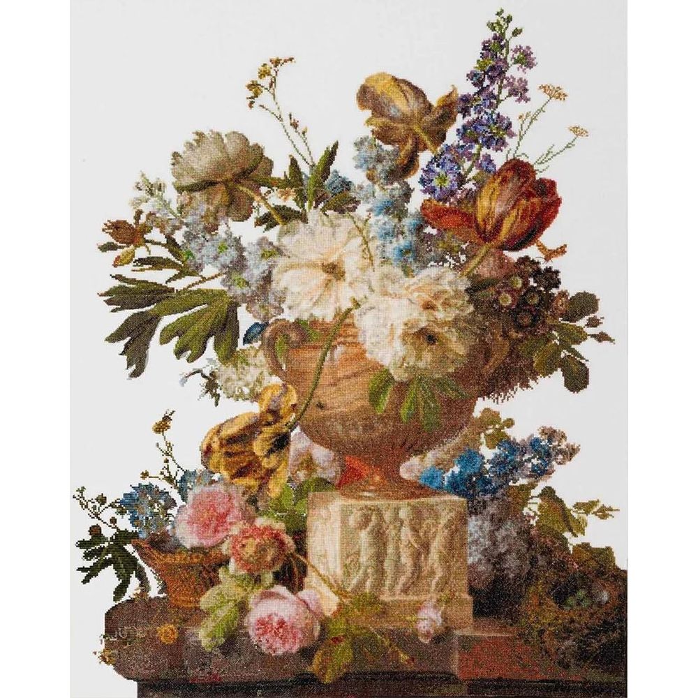 Thea Gouverneur 580  kit point croix  Fleurs dans un vase en albâtre
