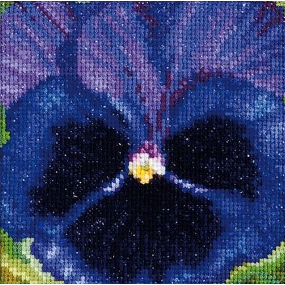 Thea Gouverneur 460  kit point de croix  Pensée violette noir