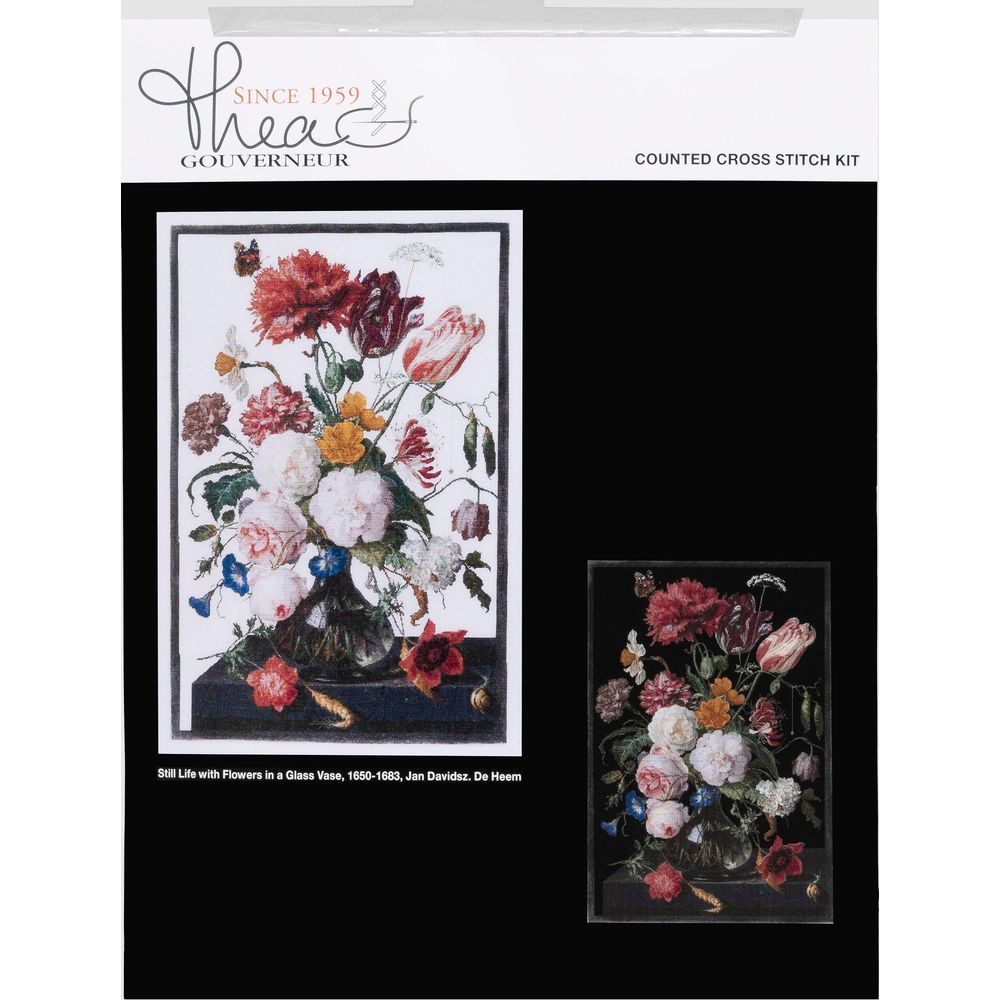 Thea Gouverneur 785-05  kit point de croix compté  vase de fleurs  2