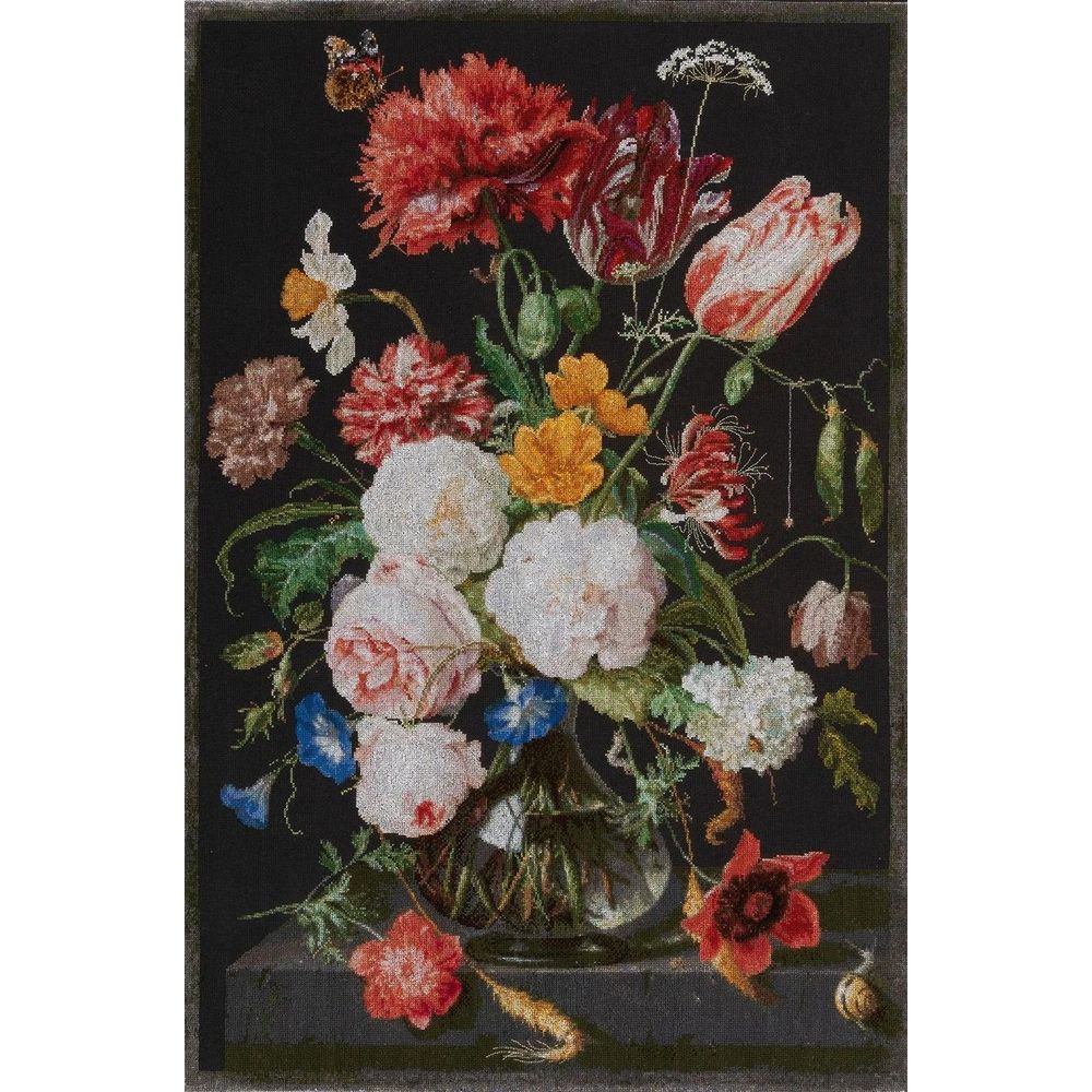 Thea Gouverneur 785-05  kit point de croix compté  vase de fleurs