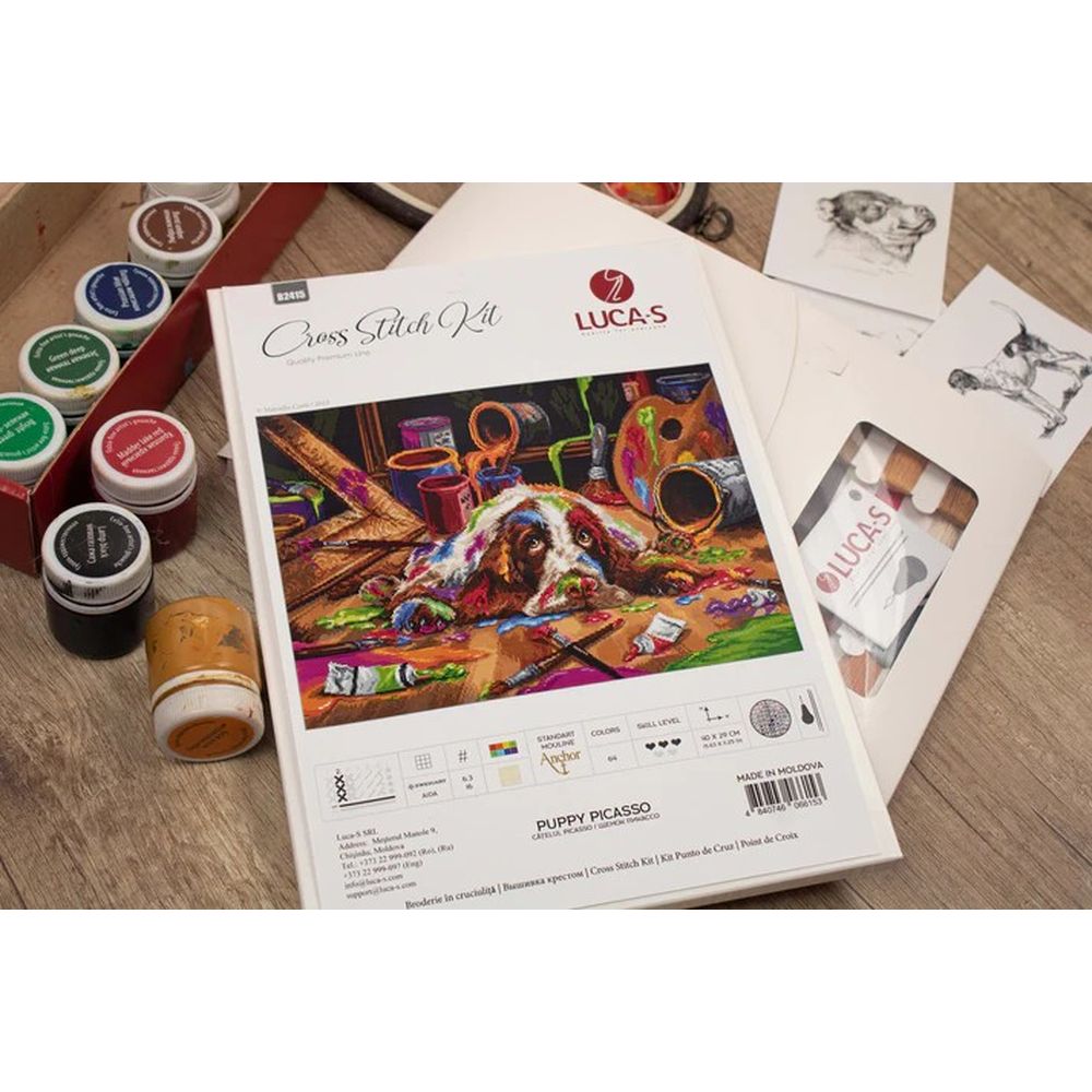 Luca-S B2415  kit de broderie  Puppy Picasso