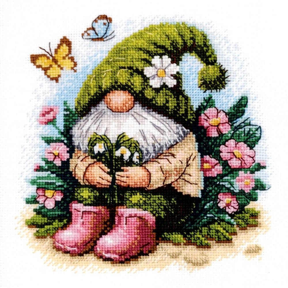 Aine A1042  Kit point de croix  Blossom Gnome