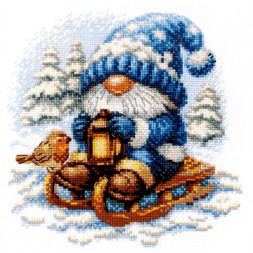 Aine A1045  Kit point de croix  Snowy Gnome
