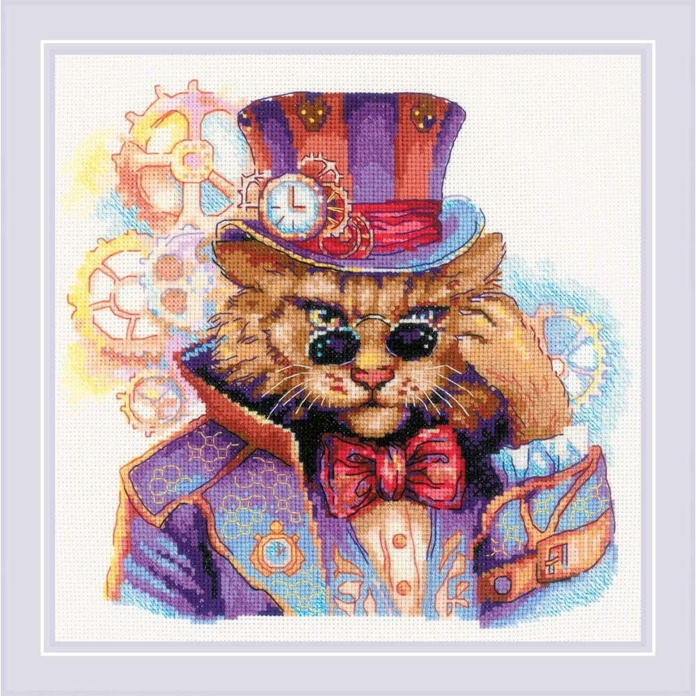 Riolis 2278  kit point de croix compté  Chat Steampunk