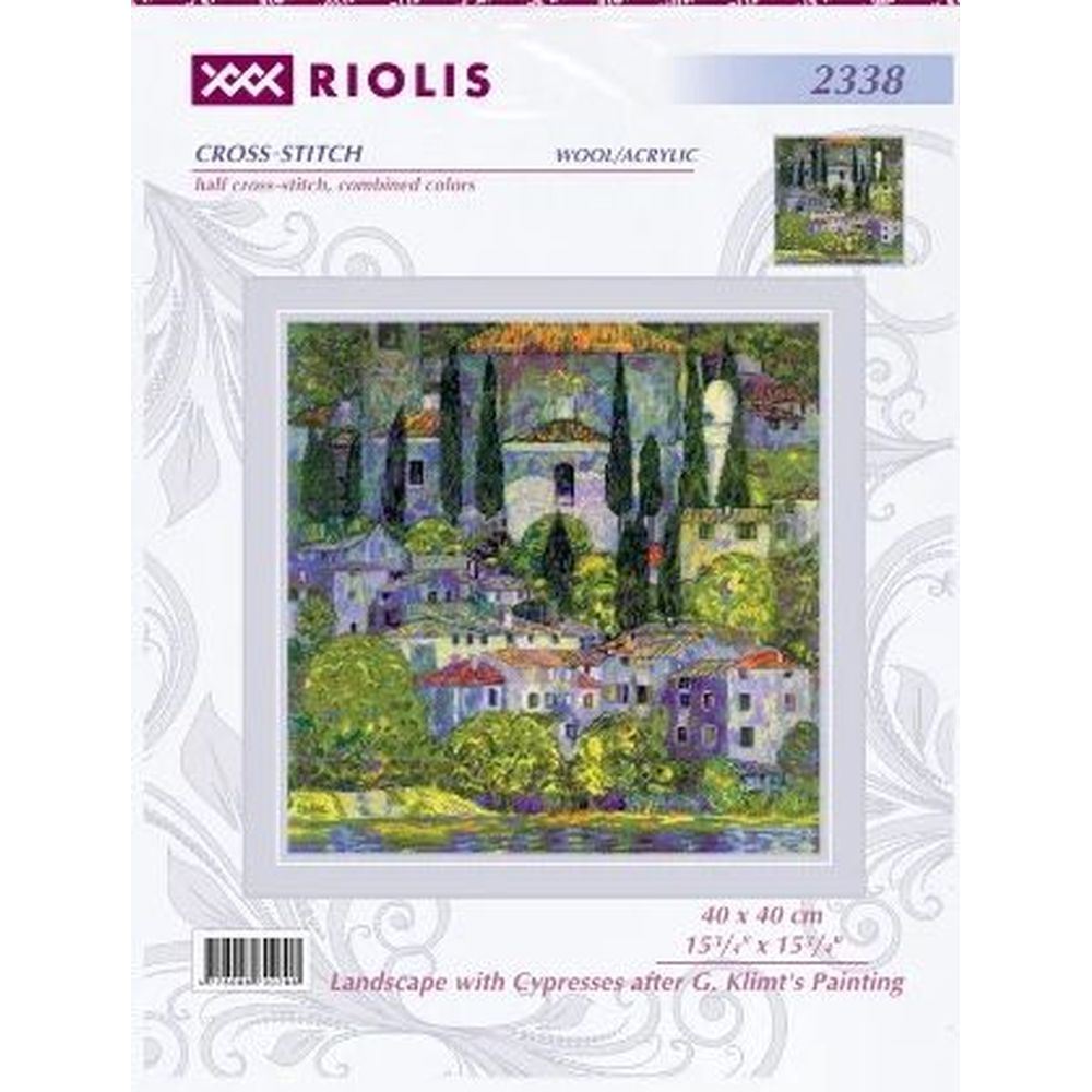 Riolis 2338  Contenu du kit  Paysage aux cyprès de G.Klimt