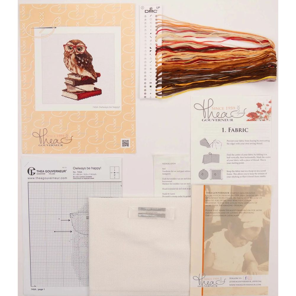 Thea Gouverneur 745  Kit de broderie  Owlways be happy