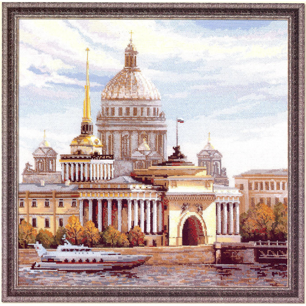 St Petersburg.Admiralty Embankment - Riolis 1283 - Kit broderie point de croix sur www.la-brodeuse.com