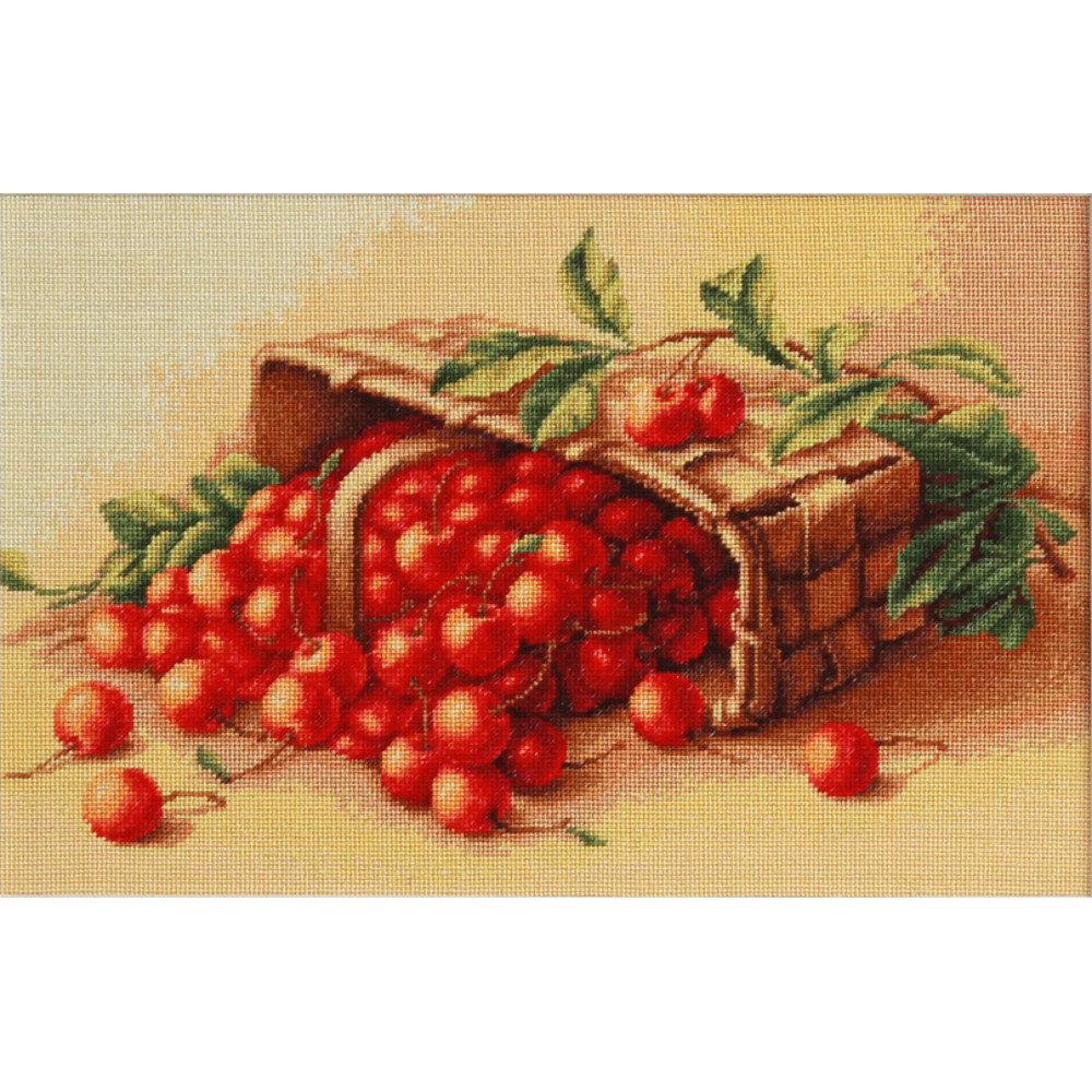 Panier de cerises (sans cadre) Luca-S LB498 - Kit broderie point de croix sur www.la-brodeuse.com