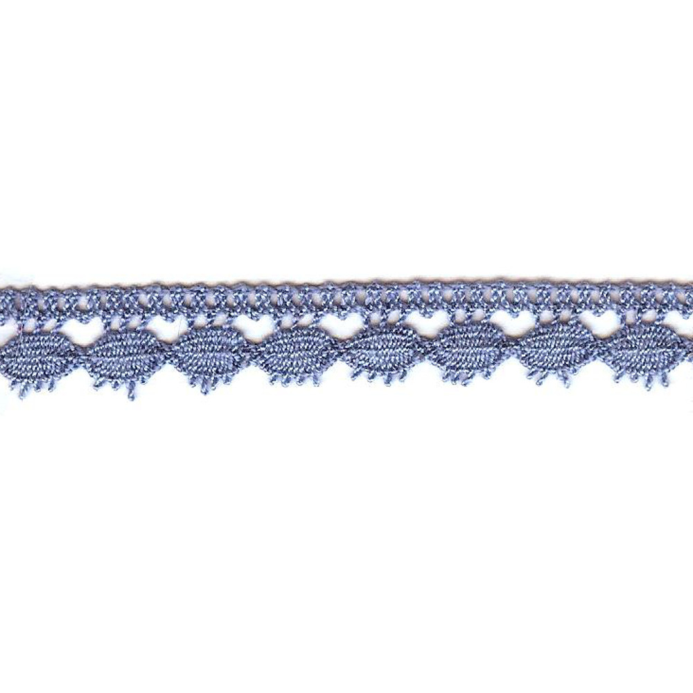 Dentelle mécanique 100 % coton - 12 mm de large - Col. Bleu - sur www.la-brodeuse.com