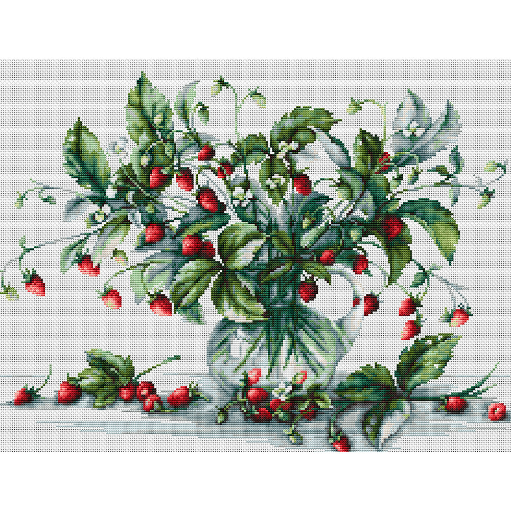 Bouquet de Fraises - Luca-S LB2267 - Kit broderie point de croix en vente sur www.la-brodeuse.com