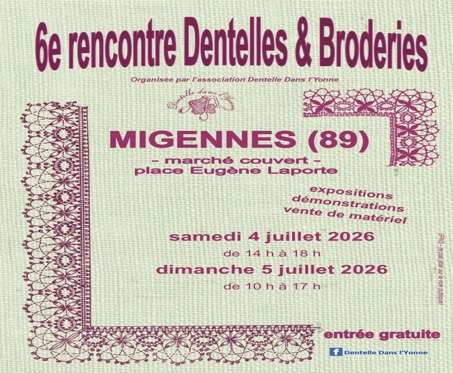 6 eme rencontre dentelles et marche couvert migennes 2026 a