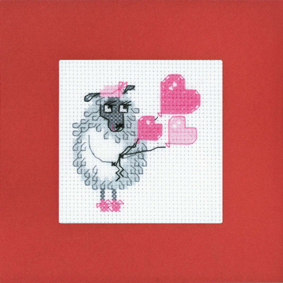 Carte à broder Un amour de brebis - Riolis 1461AC en vente sur www.la-brodeuse.com