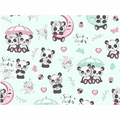 Tissu  Pandas avec parapluie  00045