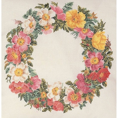 Thea Gouverneur 2073  kit point de croix compté  couronne de fleurs  1