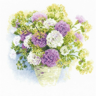 Riolis 1846 - kit point de croix compté - Oeillets aquarelle