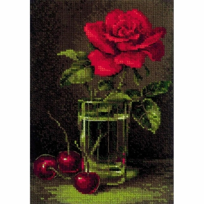 Riolis 2123 kit point de croix compté Rose et cerise 2