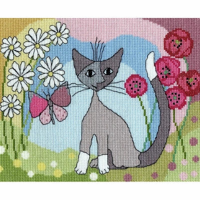 Bothy Threads XRW4 kit point de croix compté Chat au fleurs