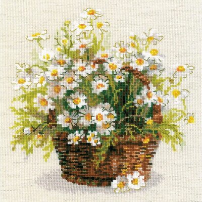 Riolis 1478 - kit point croix compté - panier de marguerites - 1