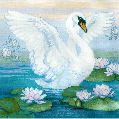 Riolis 2133  kit point croix compté  Cygne blanc 2
