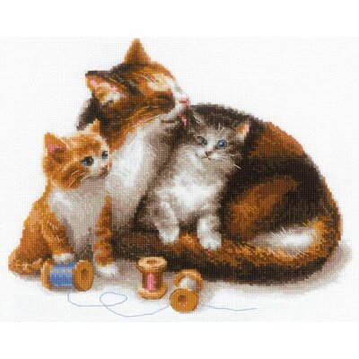 Riolis 1811  kit point de croix compté  Chat et chatons  3