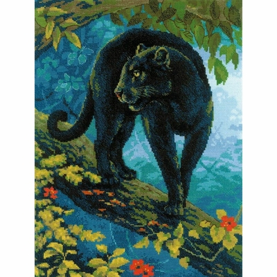 Riolis 1826  kit point de croix compté  Bagheera Panthère noire