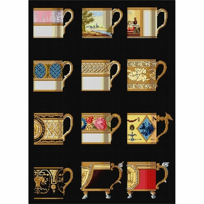 Thea Gouverneur 3022-05  kit point de croix compté  Tasses