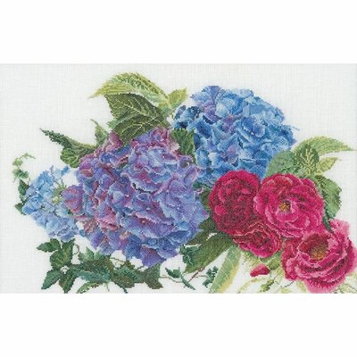 Thea Gouverneur 442  kit point de croix compté  Hydrangea et rose  1
