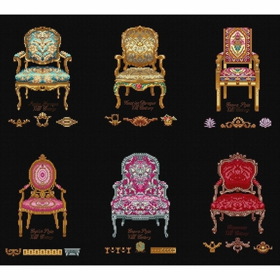 Thea Gouverneur 3068-05  kit point de croix compté  Six chaises