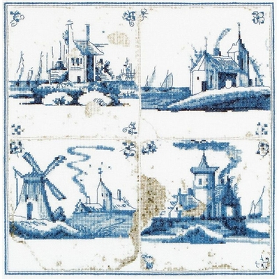Thea Gouverneur 484  kit point de croix compté  Carreaux anciens Moulins  5