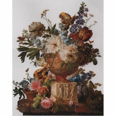 Thea Gouverneur 580  kit point croix  Fleurs dans un vase en albâtre  1