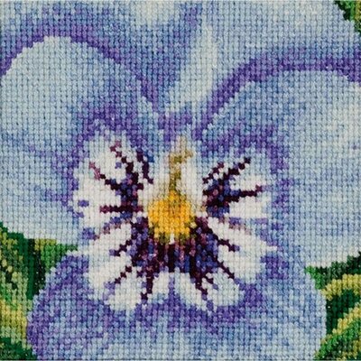 Thea Gouverneur 464  kit point de croix compté  pensée bleu