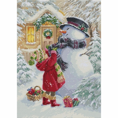 Luca-S BU5018  kit point de croix compté  La fille aux cadeaux