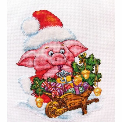 LanSvit D057  kit point de croix compté  Cochon de Noël
