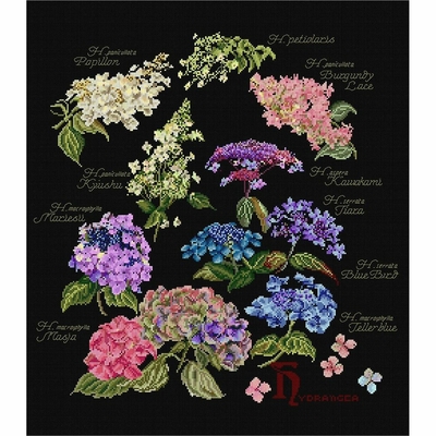 Thea Gouverneur 3067-05  kit point de croix compté  Hortensia