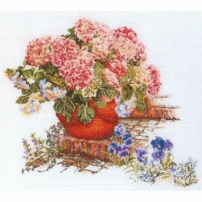 Thea Gouverneur 2078  kit point croix  Hortensia et Pensées