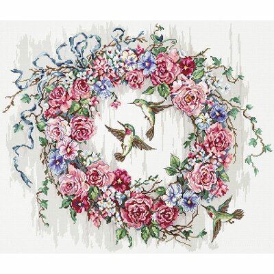 Letistitch 990  kit point de croix  Couronne Colibri