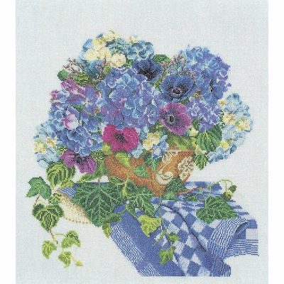 Thea Gouverneur 3025  kit point croix  Hortensia et anémones