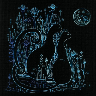 Riolis 2173  kit Blackwork  Chat clair de lune  2