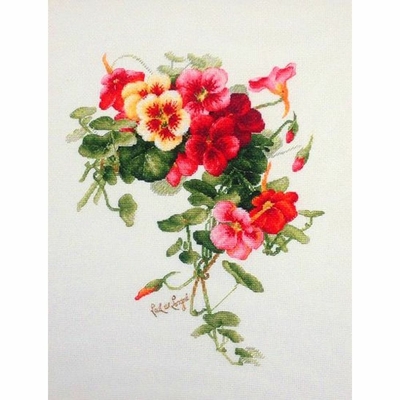 LanSvit  A003  kit point de croix compté  Fleurs de capucines