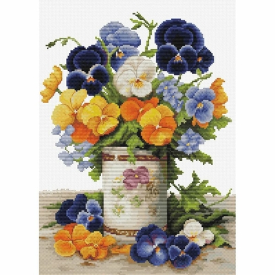 Luca-S B7035  kit point croix compté  Bouquet de Pensées