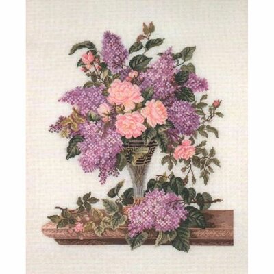 Eva Rosenstand 14-185  kit point croix compté  Lilas et roses