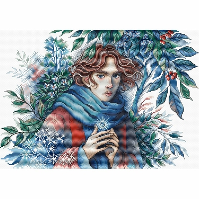 Ava P063  kit de point croix compté  visage en hiver