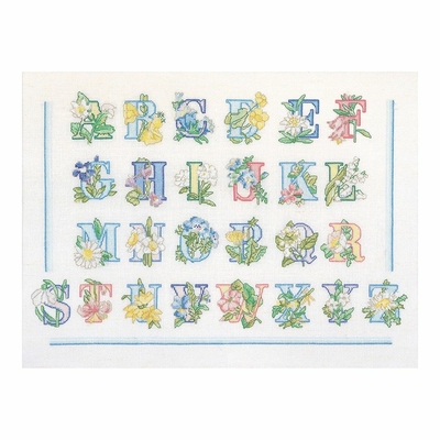 Thea Gouverneur 2089  kit point de croix  Alphabet floral